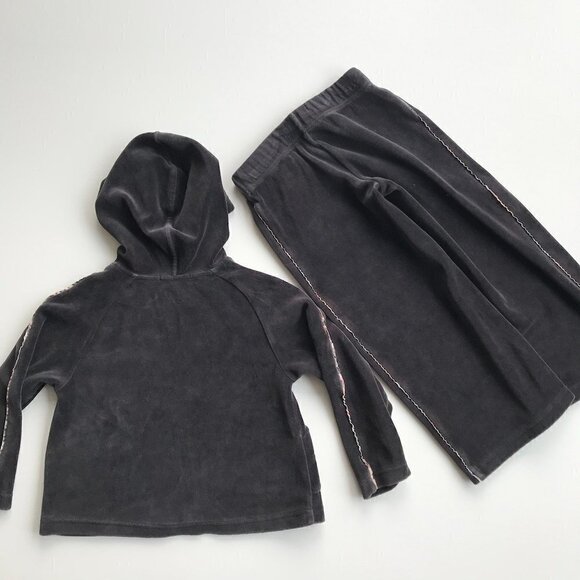 BURBERRY grey poly velour signature trim hooded 2 piece tracksuit elastic 4Y - Picture 12 of 16